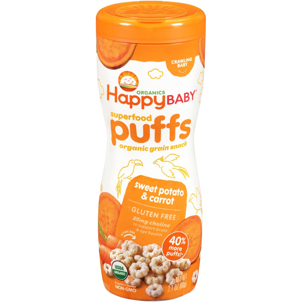 ORGANICS HAPPY BABY SUPERFOOD PUFFS ! ORGANIC GRAIN SNACKS 60g
