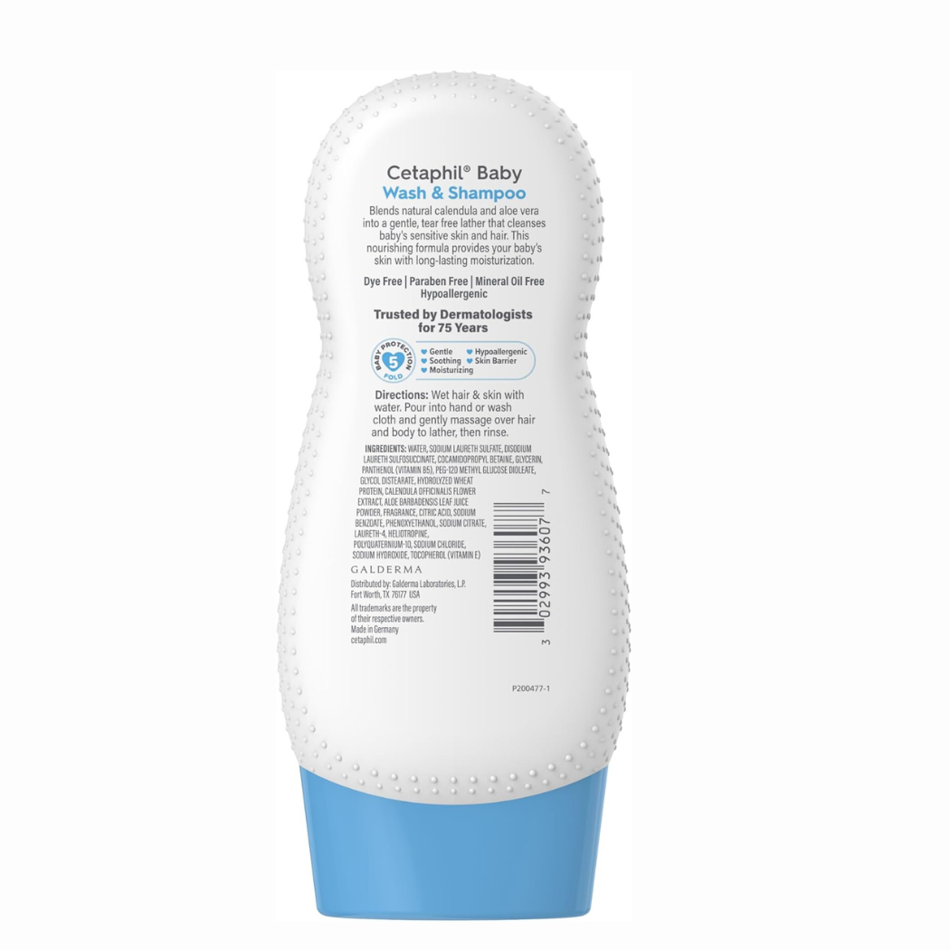 Cetaphil Baby Wash Bath 230ml Tear Free Soap Free Hypoallergenic pH Balanced