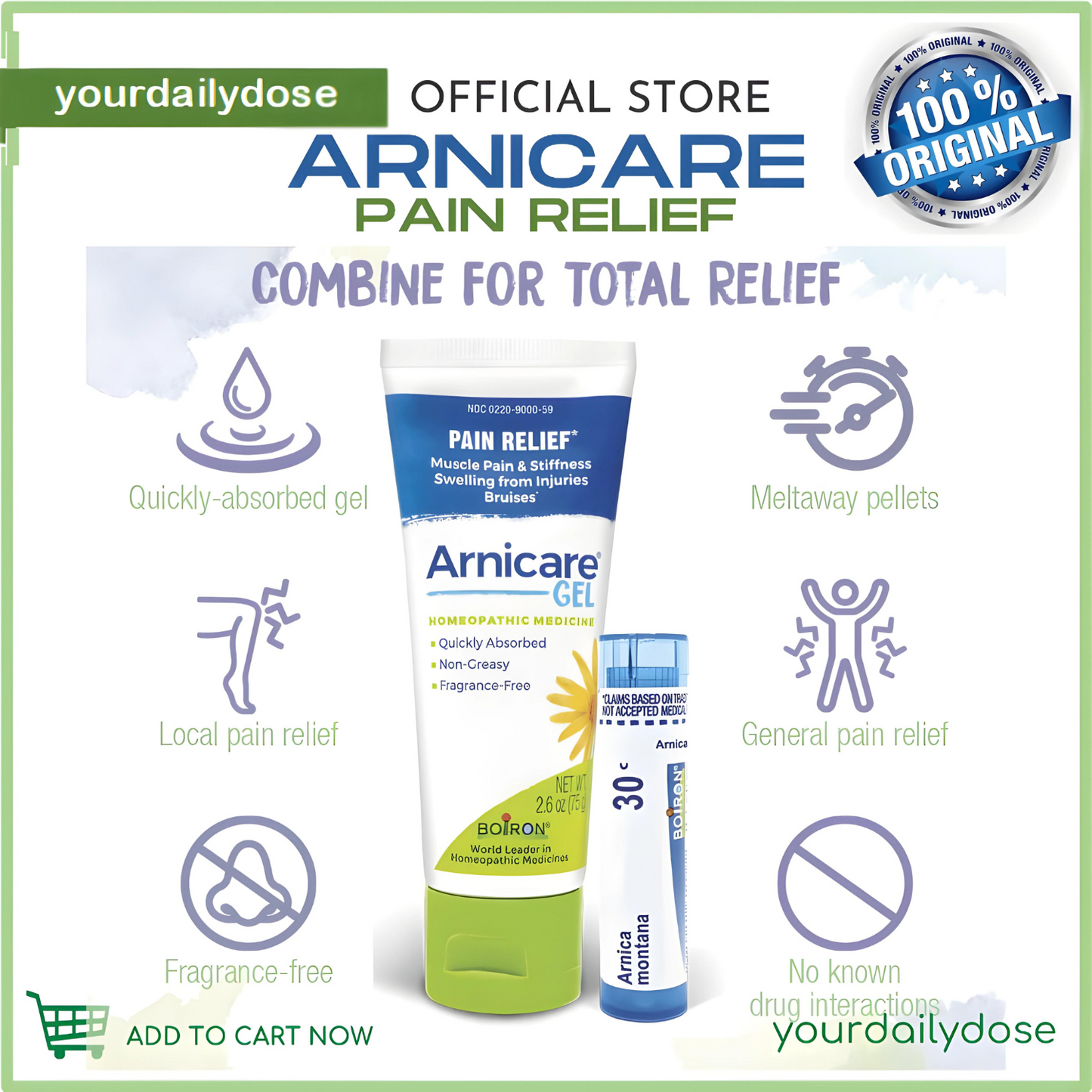 Boiron Arnicare Gel & Oral Pellets 75g Gel + 80 Pellets 30C 1 Set
