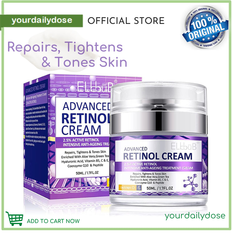 Elbbub Retinol Cream with Hyaluronic Acid for Face Body Eyes 50ml