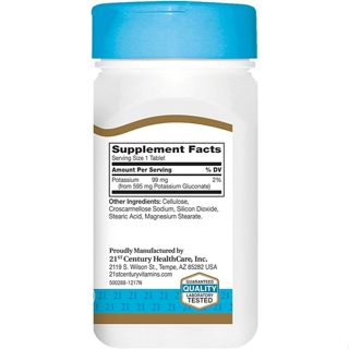 21st Century Potassium Gluconate 595 mg 110 Tablets