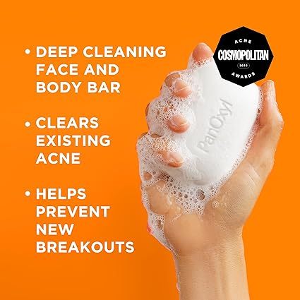 PanOxyl Acne Treatment Bar with 10% Benzoyl Peroxide, Maximum Strength Acne Bar Soap 113g