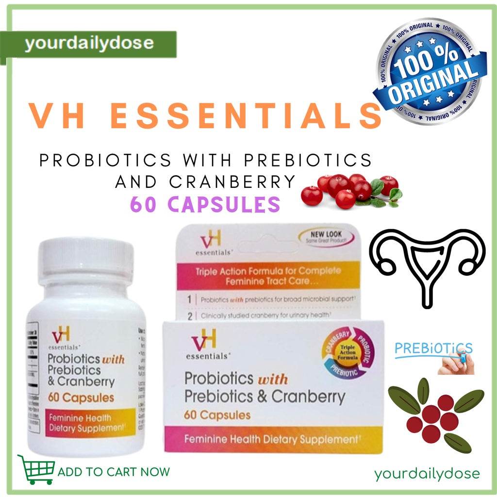 VH ESSENTIALS PROBIOTICS WITH PREBIOTICS AND CRANBERRY 60 CAPSULES