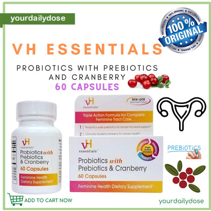 VH ESSENTIALS PROBIOTICS WITH PREBIOTICS AND CRANBERRY 60 CAPSULES