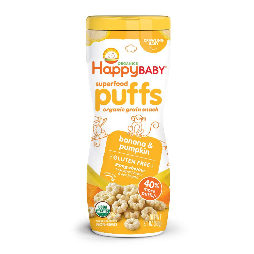 ORGANICS HAPPY BABY SUPERFOOD PUFFS ! ORGANIC GRAIN SNACKS 60g