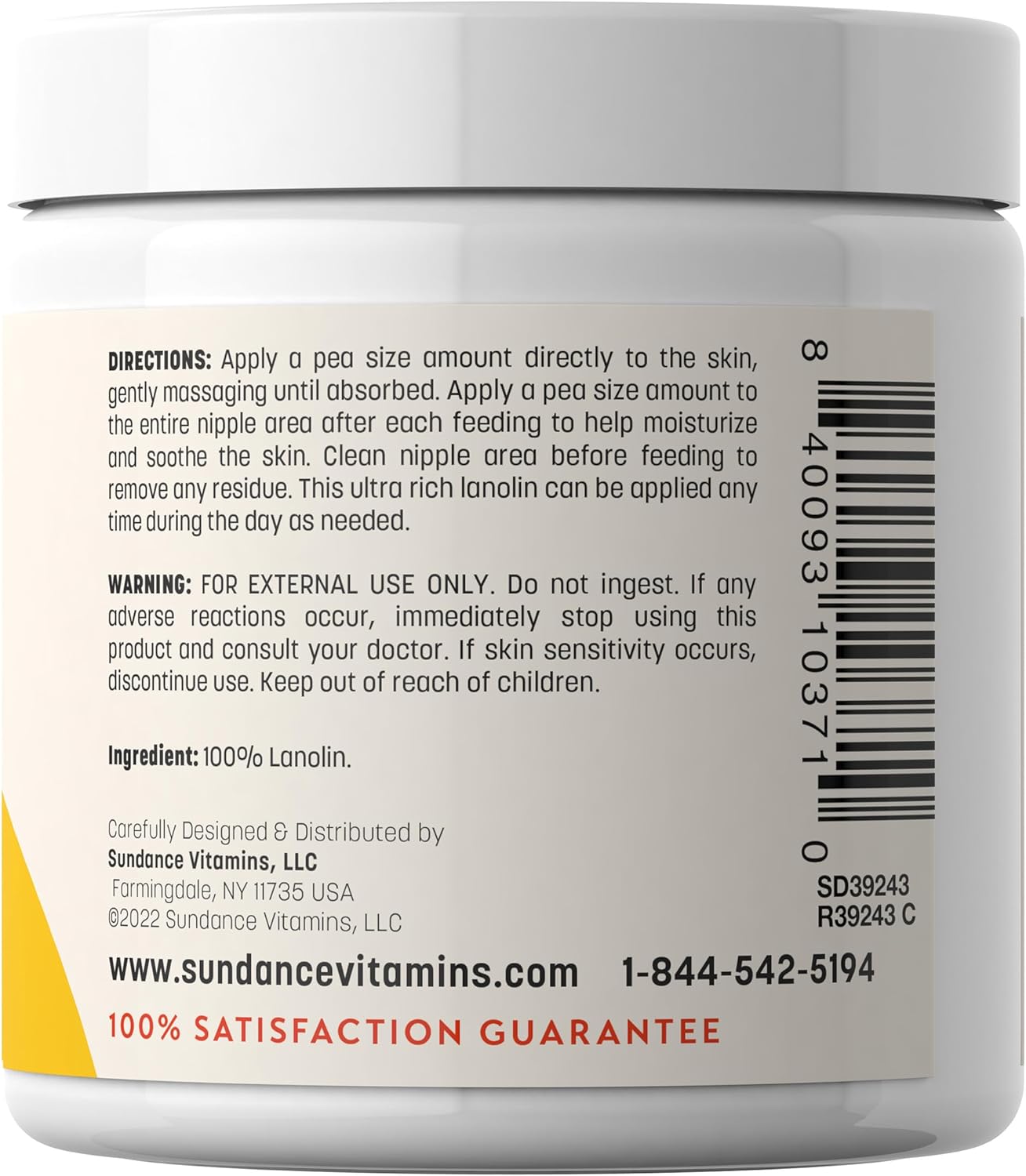 Sundance Pure Lanolin Cream 207ML