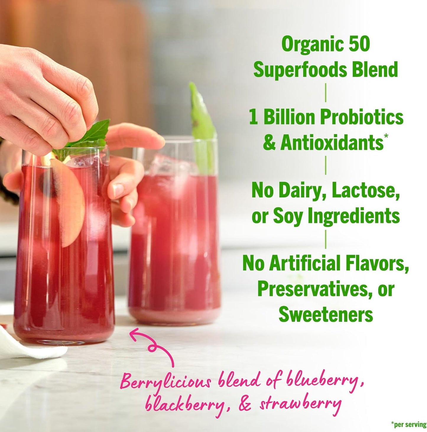 (Orgain) Organic Superfoods Probiotics Super Nutrition Powder Berry Flavored 280g