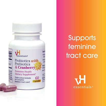 VH ESSENTIALS PROBIOTICS WITH PREBIOTICS AND CRANBERRY 60 CAPSULES
