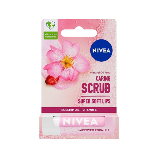 NIVEA Caring Lip Balm  DERMA REPAIR /ROSEHIP OIL CARING SCRUB 4.8G