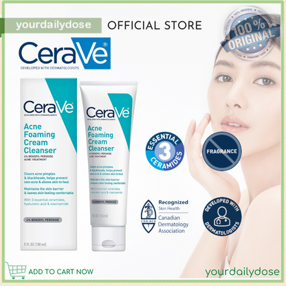 Cerave Acne Foaming Cream Cleanser 4% BENZOYL PEROXIDE ACNE TREATMENT 150ml