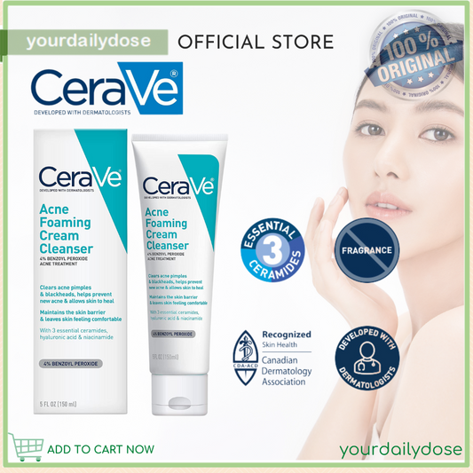 Cerave Acne Foaming Cream Cleanser 4% BENZOYL PEROXIDE ACNE TREATMENT 150ml