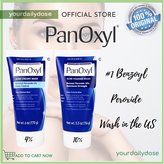 PanOxyl Benzoyl Peroxide ACNE Creamy Wash 4% (170g)| Acne Foaming Wash 10%(156g)
