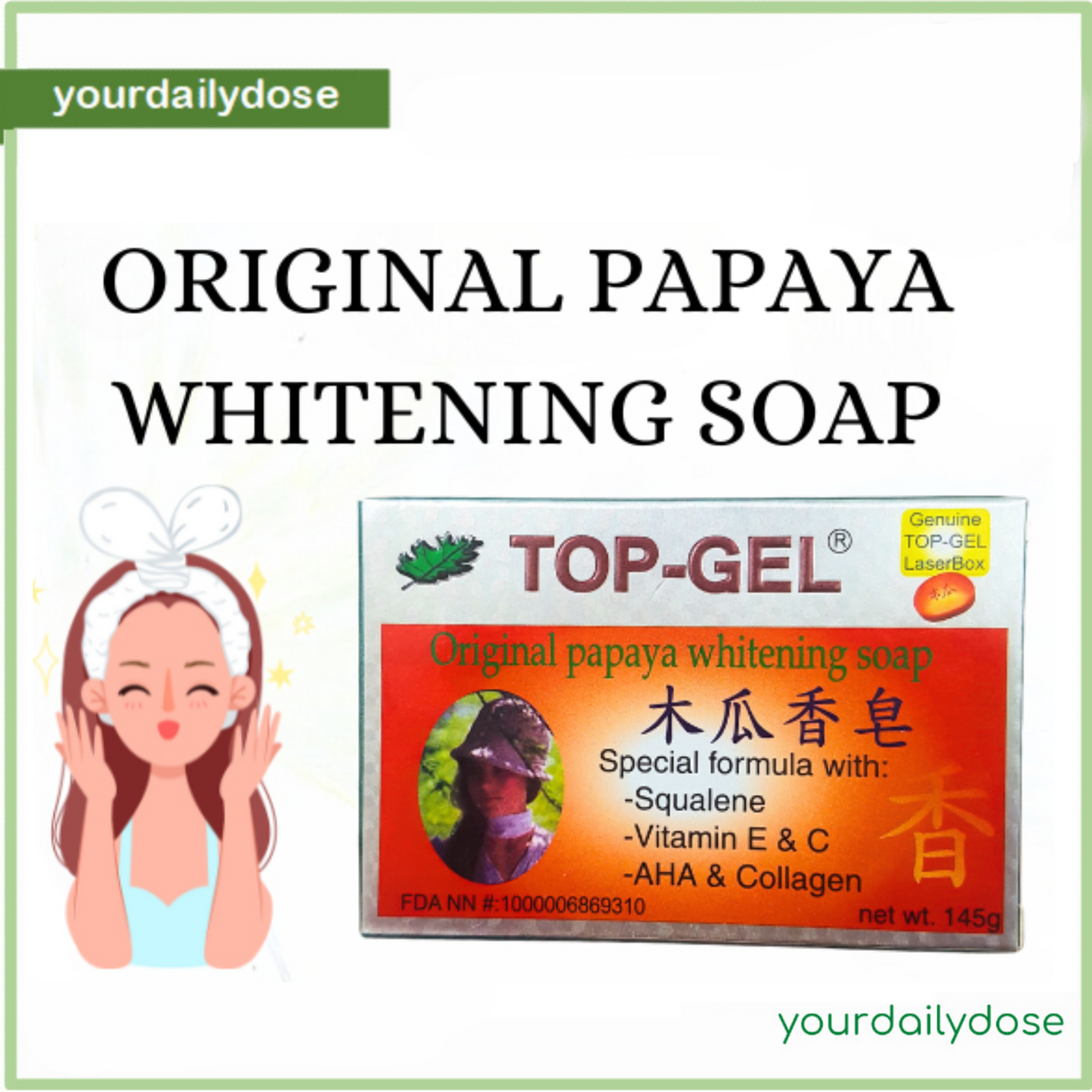 Top Gel Papaya whitening bar soap 145g