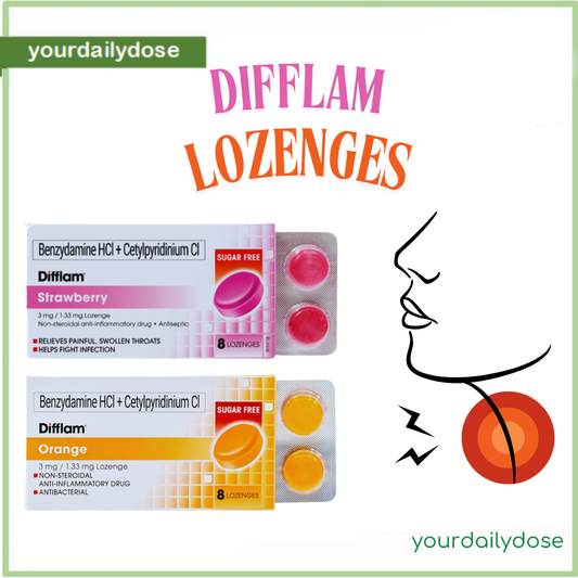 Difflam Benzydamine 3mg STRAWBERRY/ORANGE 2 LOZENGES