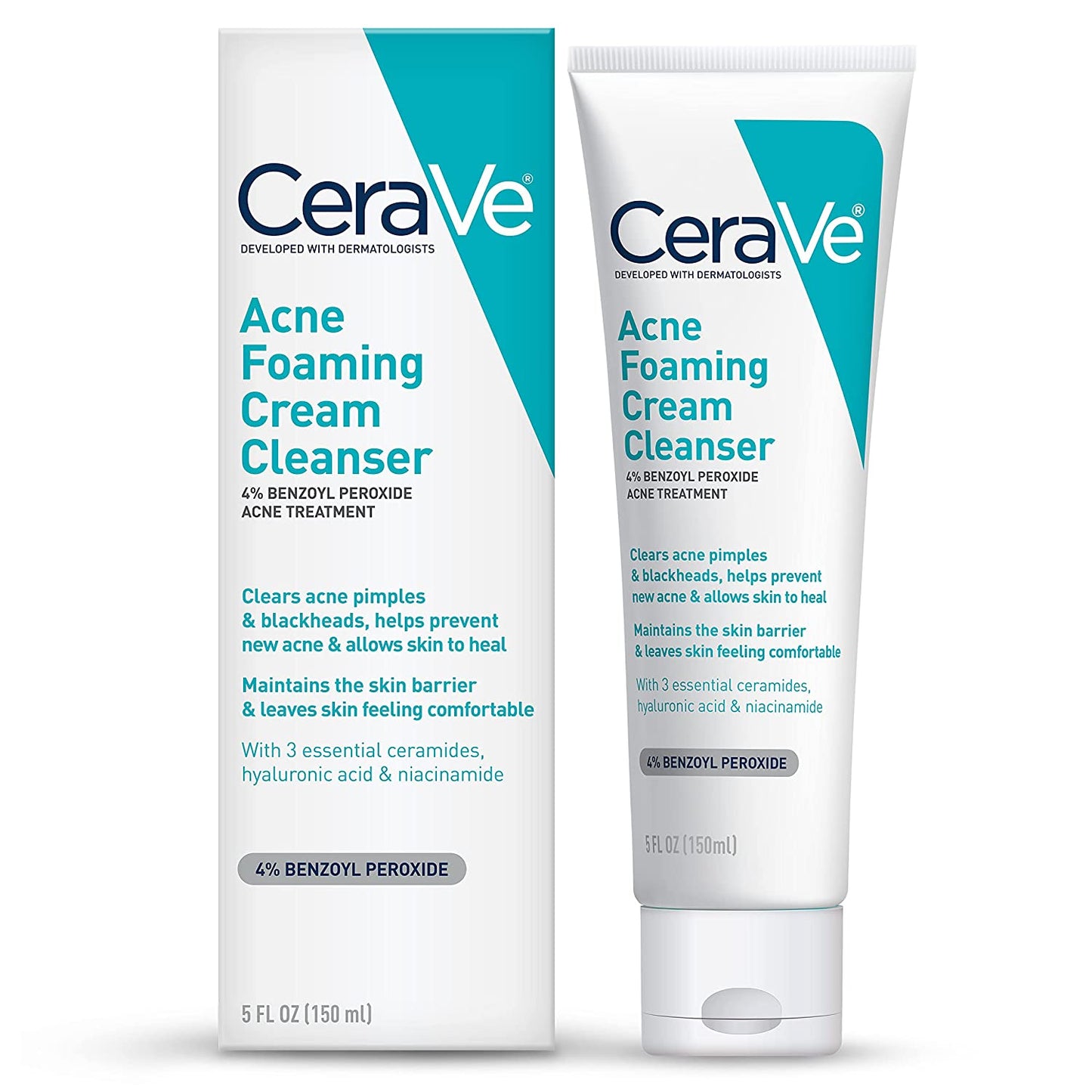 Cerave Acne Foaming Cream Cleanser 4% BENZOYL PEROXIDE ACNE TREATMENT 150ml