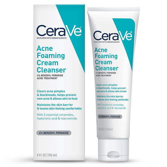 Cerave Acne Foaming Cream Cleanser 4% BENZOYL PEROXIDE ACNE TREATMENT 150ml
