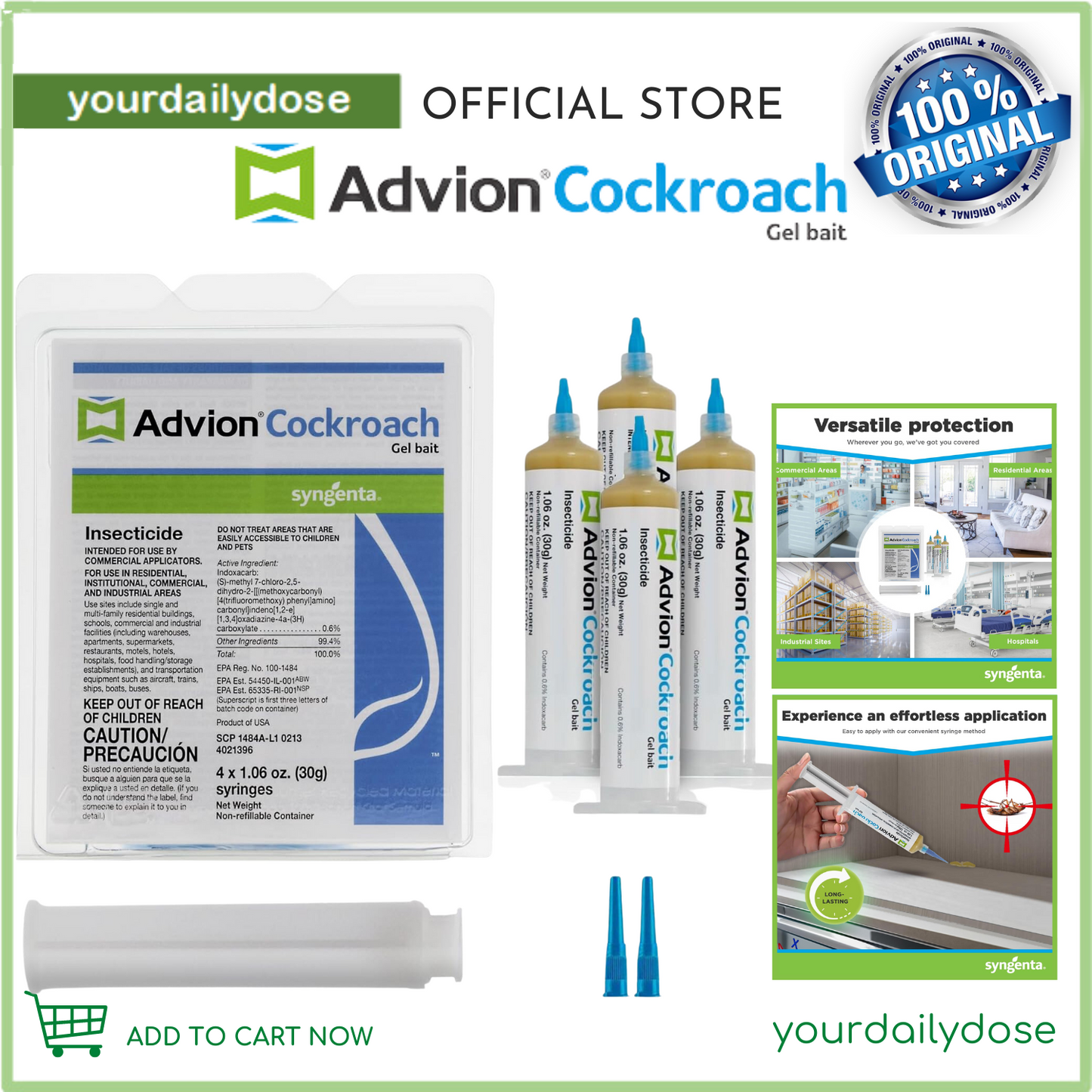Advion Cockroach Gel Bait Pest Control 30 grams 1 TUBE
