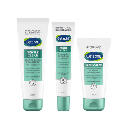 Cetaphil Gentle Clear Mattifying Moisturizer, Serum and Cleanser