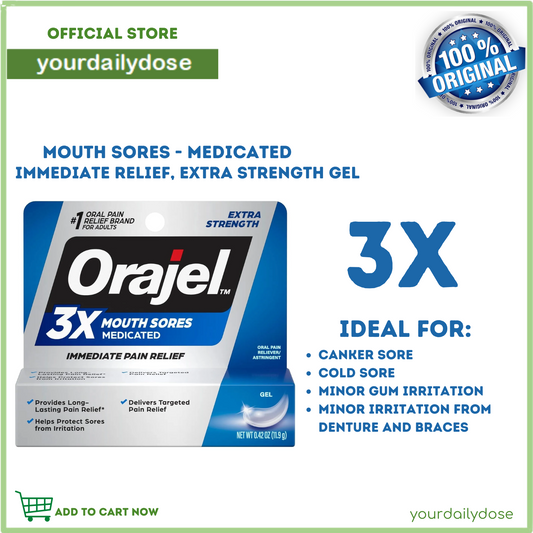Orajel 3x Mouth Sore Medicated Immediate Pain Relief 11.9 grams