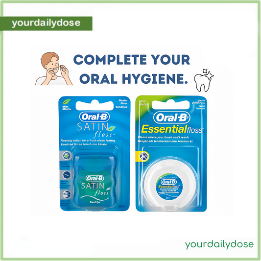 ORAL-B SATIN DENTAL FLOSS 25 METERS | ORAL-B ESSENTIAL DENTAL FLOSS 50 METERS