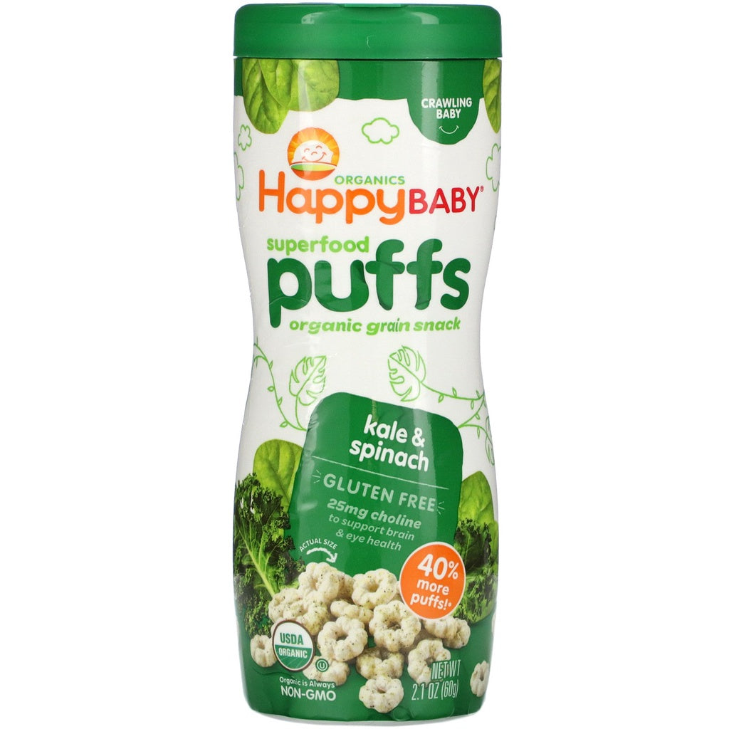 ORGANICS HAPPY BABY SUPERFOOD PUFFS ! ORGANIC GRAIN SNACKS 60g