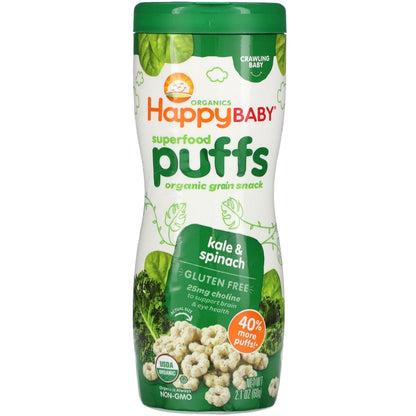 ORGANICS HAPPY BABY SUPERFOOD PUFFS ! ORGANIC GRAIN SNACKS 60g