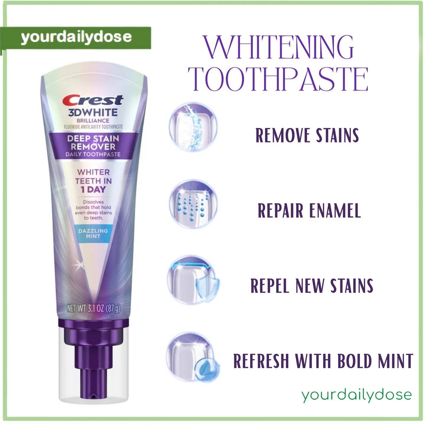 Crest 3D WHITE Brilliance deep stain remover 87g (Without Box)
