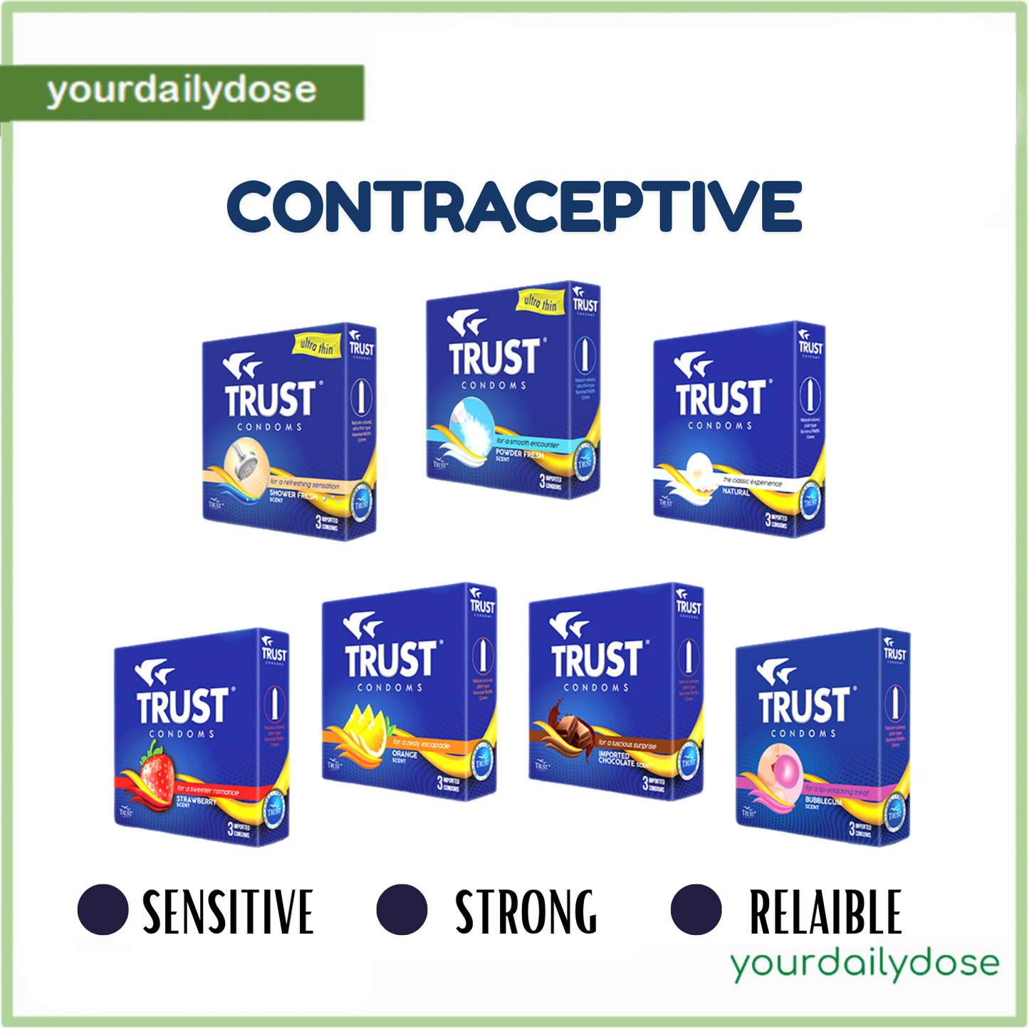 TRUST CONDOM ALL VARIANTS AND SCENTS AVAILABLE 3PCS PER PACK