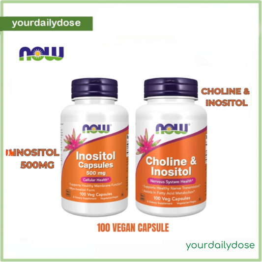 NOW Inositol 500MG (CELLULAR HEALTH) I Choline and Inositol( NERVOUS SYSTEM HEALTH) 100CAPSULES