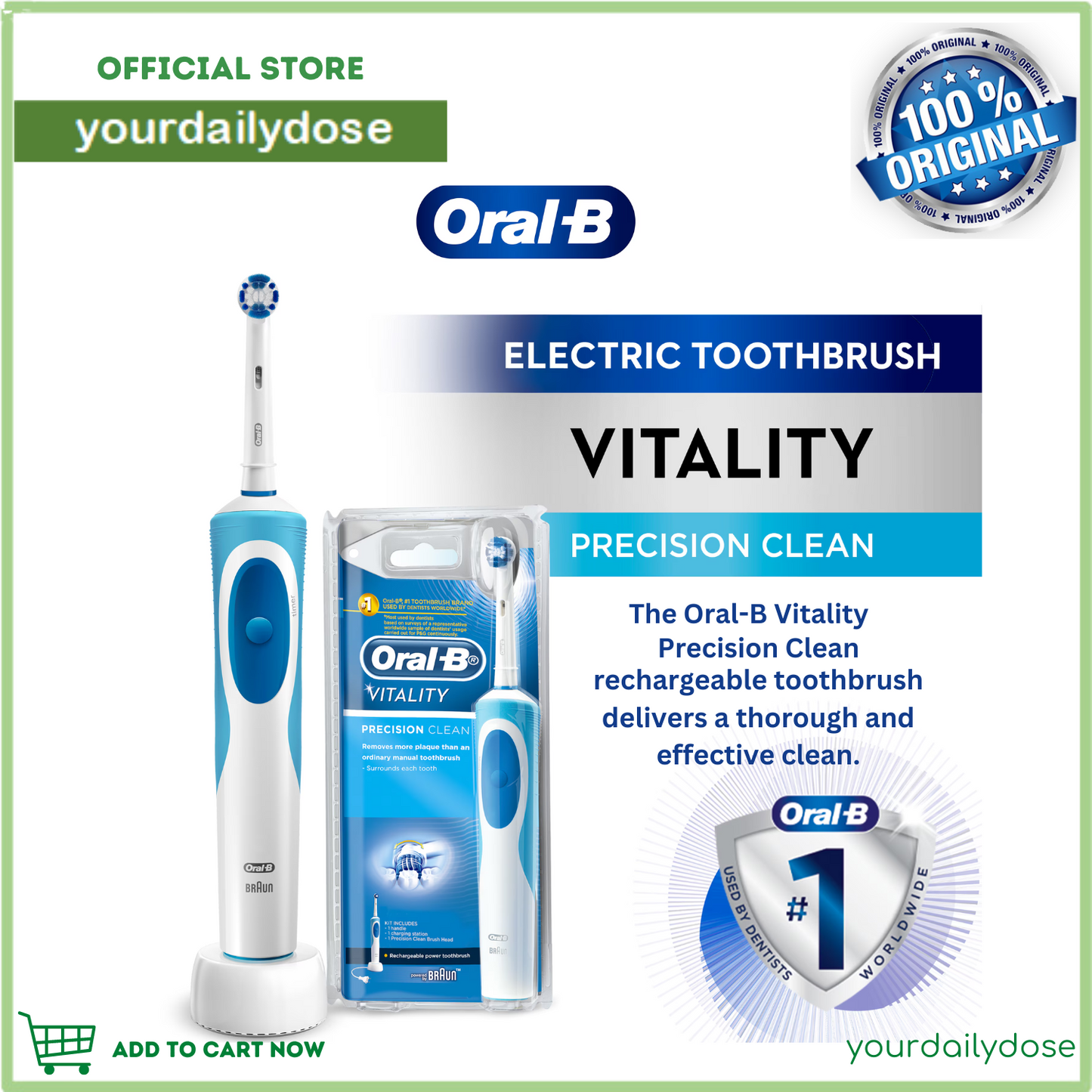 Oral-B Electric Toothbrush Vitality Precision Clean Powered by Braun