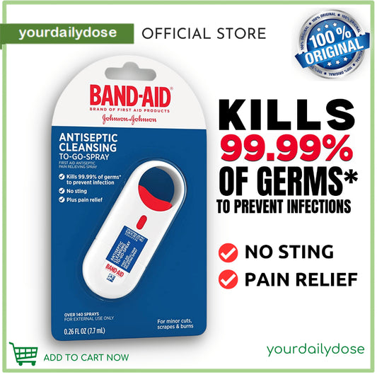 Band-Aid Brand Antiseptic Cleansing To-Go-Spray First Aid Antiseptic Spray Relieves Pain