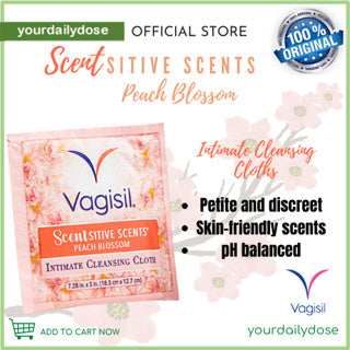 VAGISIL INTIMATE CLEANSING CLOTH I PEACH BLOSSOM I LAVENDER (SOLD PER PIECE)