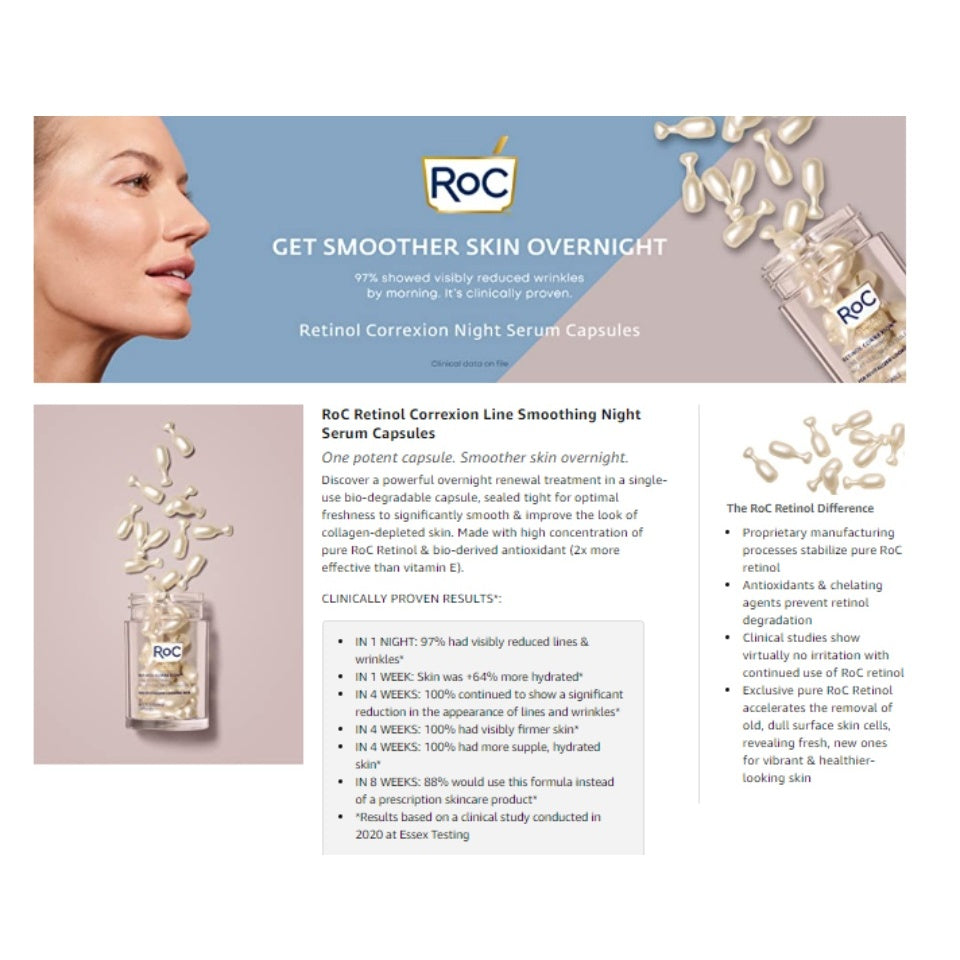 ROC RETINOL CORREXION Line Smoothing Night Serum 30 Capsules