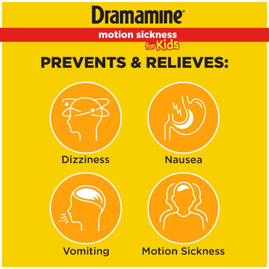 DRAMAMINE MOTION SICKNESS FOR KIDS 8 CHEWABLE TABLETS GRAPE FLAVOR