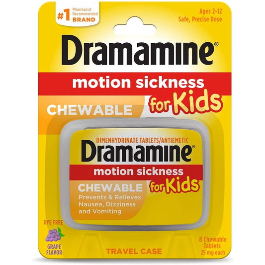 DRAMAMINE MOTION SICKNESS FOR KIDS 8 CHEWABLE TABLETS GRAPE FLAVOR