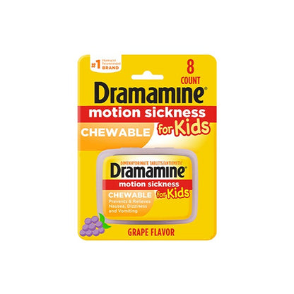 DRAMAMINE MOTION SICKNESS FOR KIDS 8 CHEWABLE TABLETS GRAPE FLAVOR