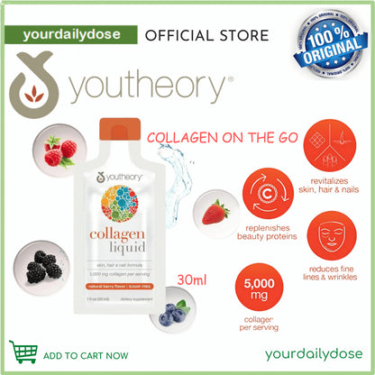 Youtheory Collagen Liquid Natural Berry Flavor 5000mg | 30ml