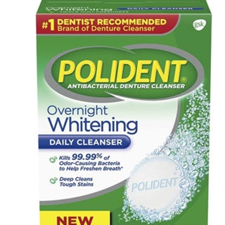 Polident Denture Cleanser Tablet OVERNIGHT WHITENING | 3 MIN DAILY CLEANSER 1 PAD