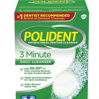 Polident Denture Cleanser Tablet OVERNIGHT WHITENING | 3 MIN DAILY CLEANSER 1 PAD