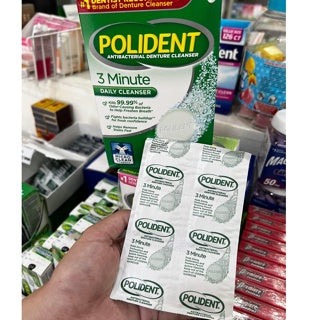 Polident Denture Cleanser Tablet OVERNIGHT WHITENING | 3 MIN DAILY CLEANSER 1 PAD